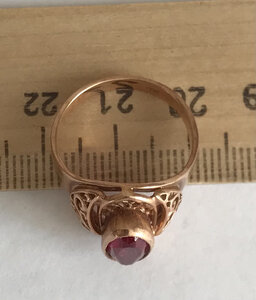 Золотое кольцо с корундом СССР. Корунд, золото 583 проба #14