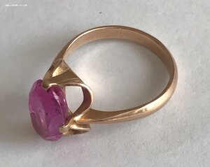 Золотое кольцо с корундом СССР. Корунд, золото 583 проба #15
