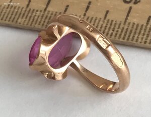 Золотое кольцо с корундом СССР. Корунд, золото 583 проба #15