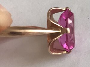 Золотое кольцо с корундом СССР. Корунд, золото 583 проба #15