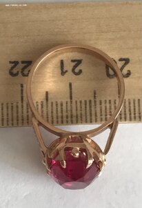 Золотое кольцо с корундом СССР. Корунд, золото 583 проба #16