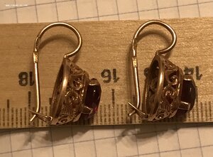 Золотые серьги с корундом СССР. Корунд, золото 583 проба #1
