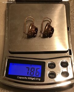 Золотые серьги с корундом СССР. Корунд, золото 583 проба #1