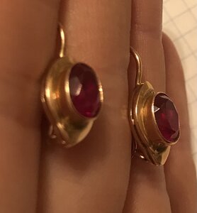 Золотые серьги с корундом СССР. Корунд, золото 583 проба #2