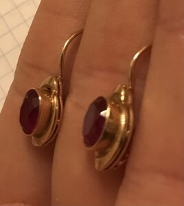 Золотые серьги с корундом СССР. Корунд, золото 583 проба #2