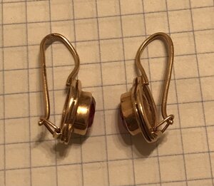 Золотые серьги с корундом СССР. Корунд, золото 583 проба #2