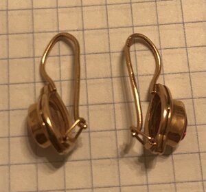 Золотые серьги с корундом СССР. Корунд, золото 583 проба #2