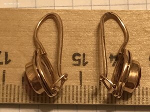 Золотые серьги с корундом СССР. Корунд, золото 583 проба #2