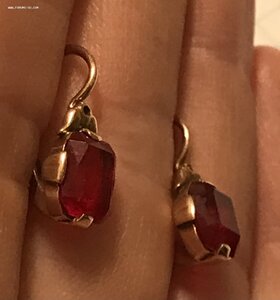 Золотые серьги с корундом СССР. Корунд, золото 583 проба #3