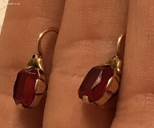 Золотые серьги с корундом СССР. Корунд, золото 583 проба #3