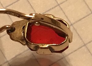 Золотые серьги с корундом СССР. Корунд, золото 583 проба #3