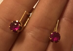 Золотые серьги с корундом СССР. Корунд, золото 583 проба #4