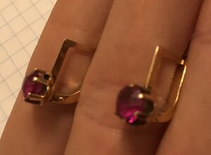 Золотые серьги с корундом СССР. Корунд, золото 583 проба #4