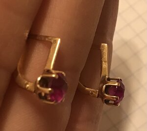 Золотые серьги с корундом СССР. Корунд, золото 583 проба #4