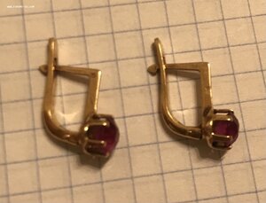 Золотые серьги с корундом СССР. Корунд, золото 583 проба #4