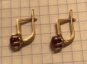 Золотые серьги с корундом СССР. Корунд, золото 583 проба #4