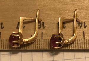 Золотые серьги с корундом СССР. Корунд, золото 583 проба #4