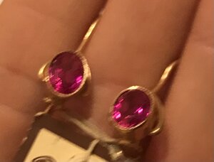 Золотые серьги с корундом СССР. Корунд, золото 583 проба #5