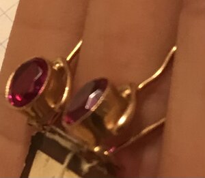 Золотые серьги с корундом СССР. Корунд, золото 583 проба #5