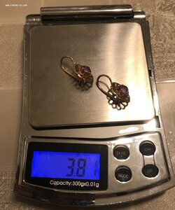 Золотые серьги с корундом СССР. Корунд, золото 583 проба #6