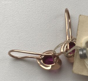 Золотые серьги с корундом СССР. Корунд, золото 583 проба #5