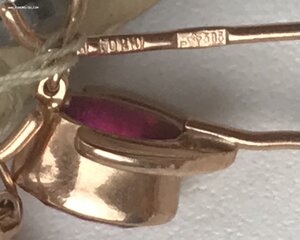 Золотые серьги с корундом СССР. Корунд, золото 583 проба #5