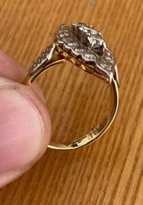 Золотое кольцо с бриллиантами. «Маркиза». Золото 750 проба