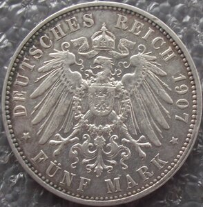 5 марок 1907,Саксония