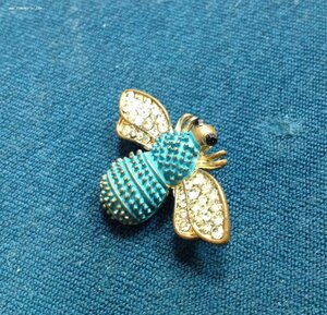 Голубая Чехословацкая Пчела бижутерия Брошка