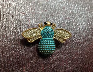 Голубая Чехословацкая Пчела бижутерия Брошка