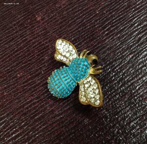 Голубая Чехословацкая Пчела бижутерия Брошка