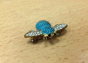 Голубая Чехословацкая Пчела бижутерия Брошка