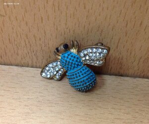 Голубая Чехословацкая Пчела бижутерия Брошка