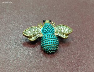 Голубая Чехословацкая Пчела бижутерия Брошка