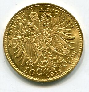 Австро-Венгрия. 10 крон 1912 золото