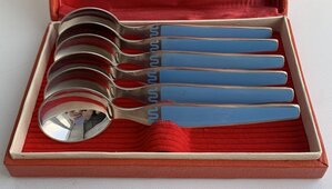 Комплект таллинских эмалевых чайных ложек 916 пробы, 6 шт.