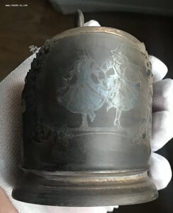 Серебряный подстаканник «Танец» Серебро 875 проба со звездой