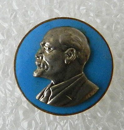 Ленин (круглый, накладной, синий фон, ММД)