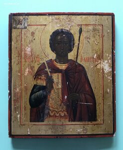 Большая редкая икона Иоанн Воин. По золоту.