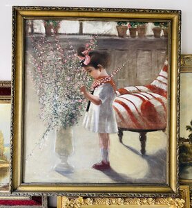 Девочка с цветрами худ Honkev.H 90 х 105см