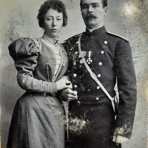 Старинное фото Полицейский с Женой