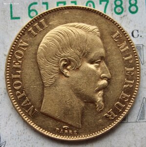 50 франков 1857, Золото 900пр. 16,13 гр.