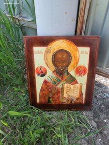 Икона "Николай Чудотворец" Палех. 19 век.