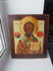 Икона "Николай Чудотворец" Палех. 19 век.