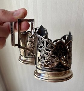 Два серебряных кубачинских подстаканника.Одним лотом.Серебро