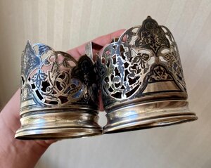Два серебряных кубачинских подстаканника.Одним лотом.Серебро