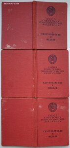 Три удостов на одного к безномерн Отваге, ЗаБЗ и Труд Отл