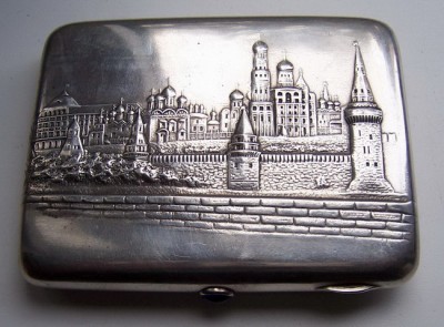 Красивый наградной Портсигар на ГЕРОЯ, серебро с позолотой