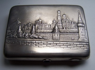 Красивый наградной Портсигар на ГЕРОЯ, серебро с позолотой