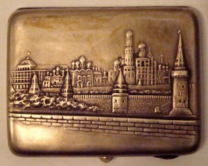 Красивый наградной Портсигар на ГЕРОЯ, серебро с позолотой